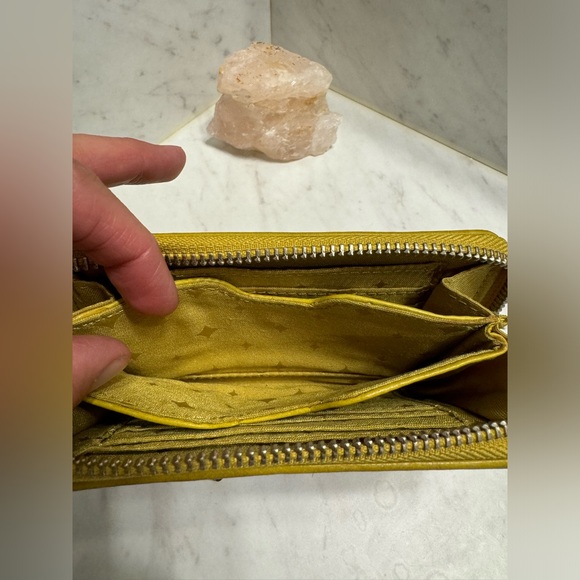 New Vintage Fossil Leather Wristlet Wallet Chartreuse Green Pink & Brown Design - Picture 6 of 11